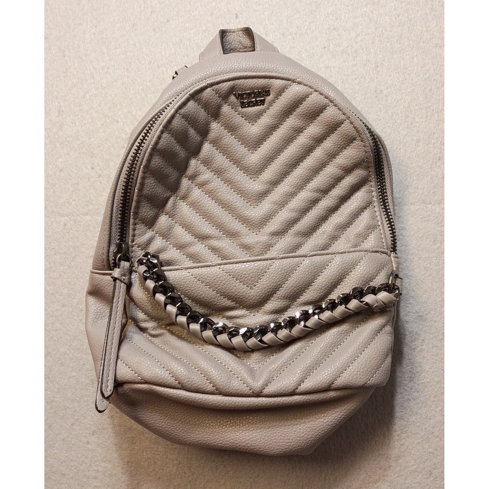 Victoria's Secret V-Quilt‎  Mini City Backpack/Purse Gray/Black Ajustable Straps